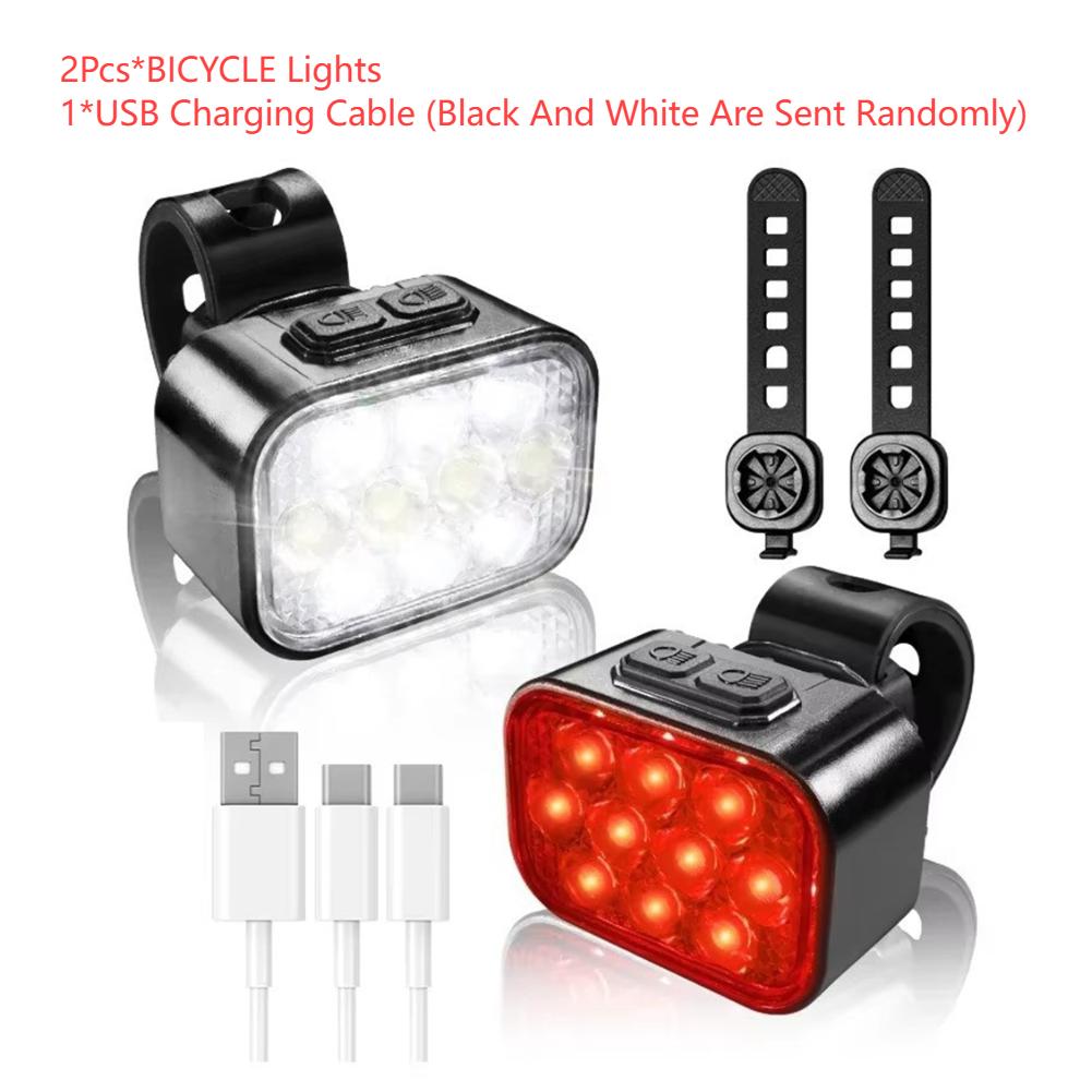

LED Bicycle Front Light USB Rechargeable Bike Handlebar Flashlight Waterproof Safety Warning Taillight Bicycle Rear Night Light