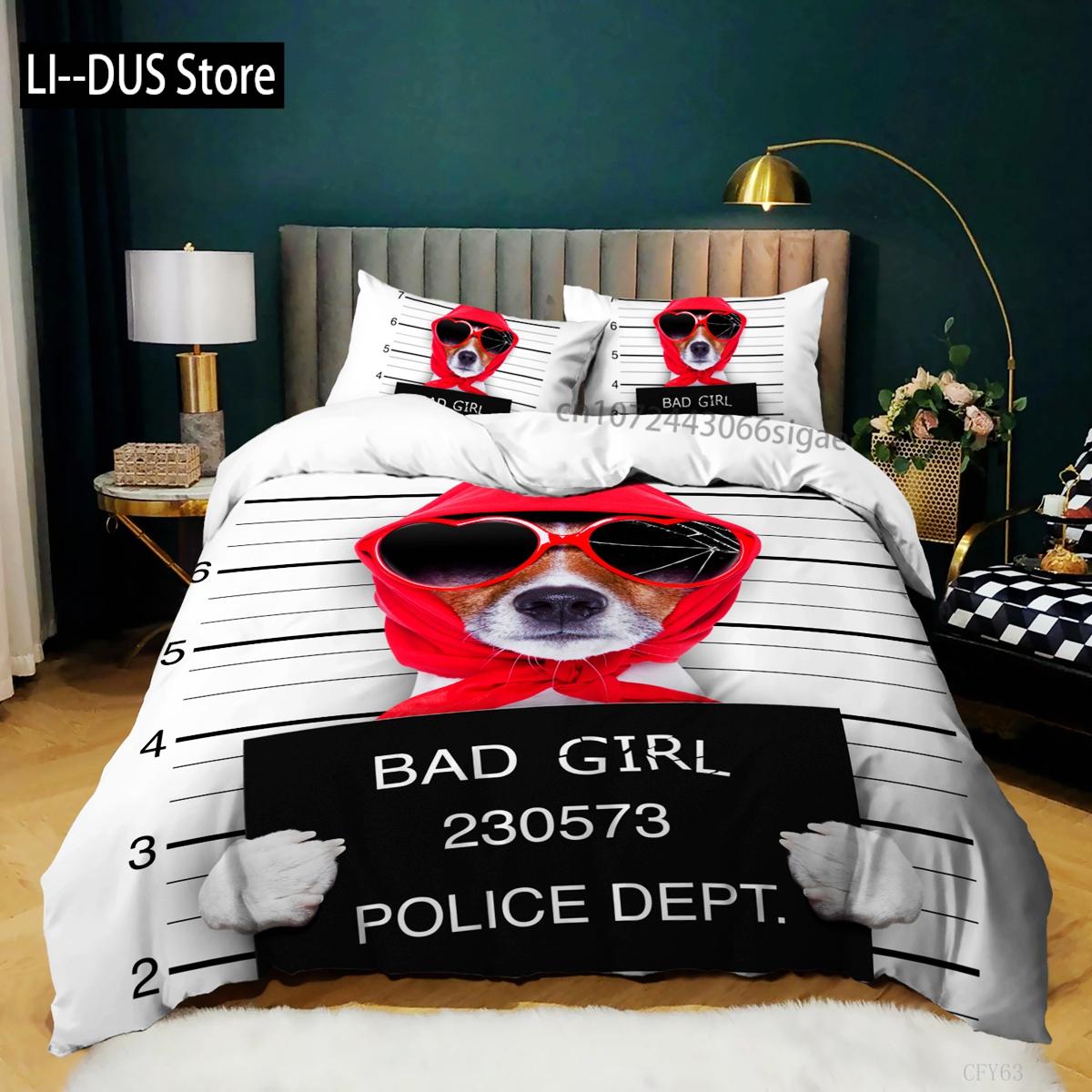 

Comforter Dog King Police Dept Dog Bedding Set Cool Style Animal Theme Comforter For Kids Boys Polyester Comforter (quilt)-EU Single(135*200cm)3pcs