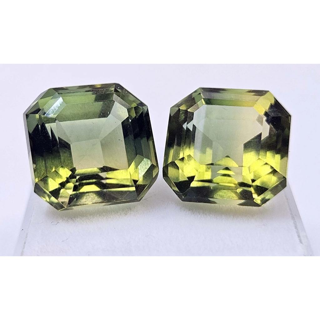 Fabulous Bi-Color Tourmaline 8-10 Ct Asscher Cut Pair Certified Loose Gemstone