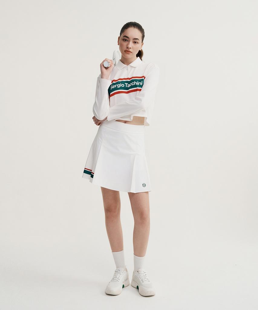 SERGIO TACCHINI W Flag Woven Mid-Length Pleated Skirt (White)
