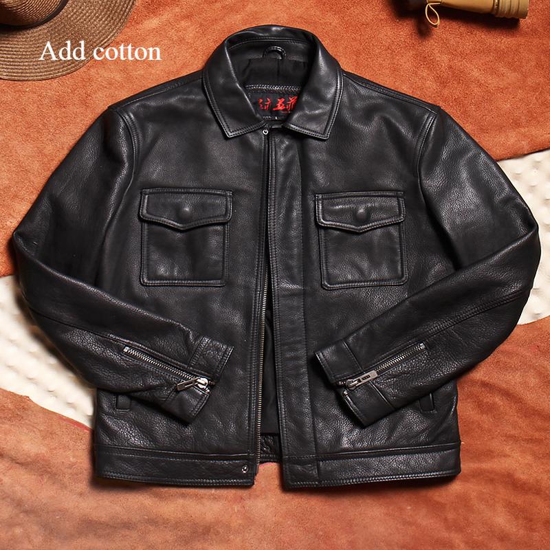 

Мужская куртка из воловьей кожи растительного дубления с эффектом ретро 7XL