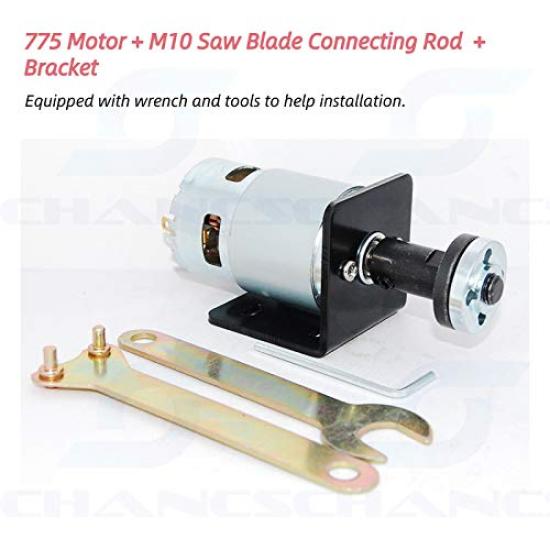 CHANCS Micro775 Series DC Saw Blade with Connecting and Seat Mounting Holder with Stand Bracket for Cutting Machine 12V/24V Motor, Rod,
