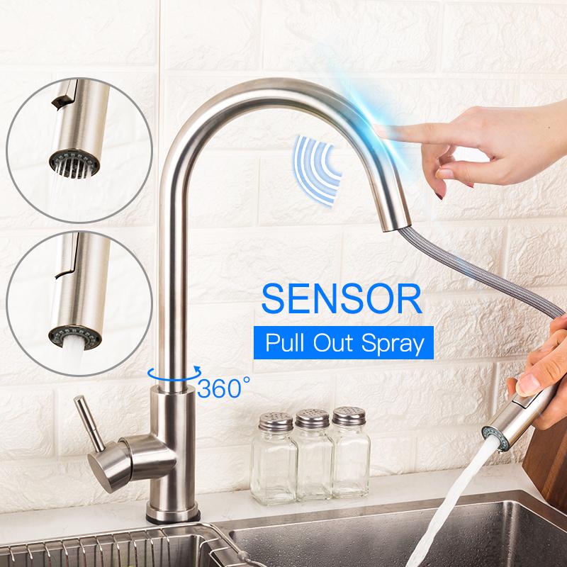 Buy GAPPO Kitchen Sink Faucet Sensor Stainless Steel Touch Faucet Single Handle Kitchen Faucet
