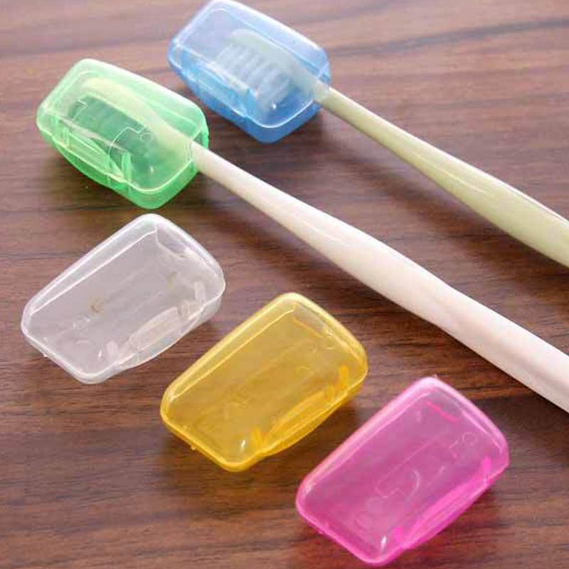 5pcs Portable Toothbrush Protect Cap Plastic Transparent Toothbrush Head Storage Cover Clip For Travel Camping (Random Color)