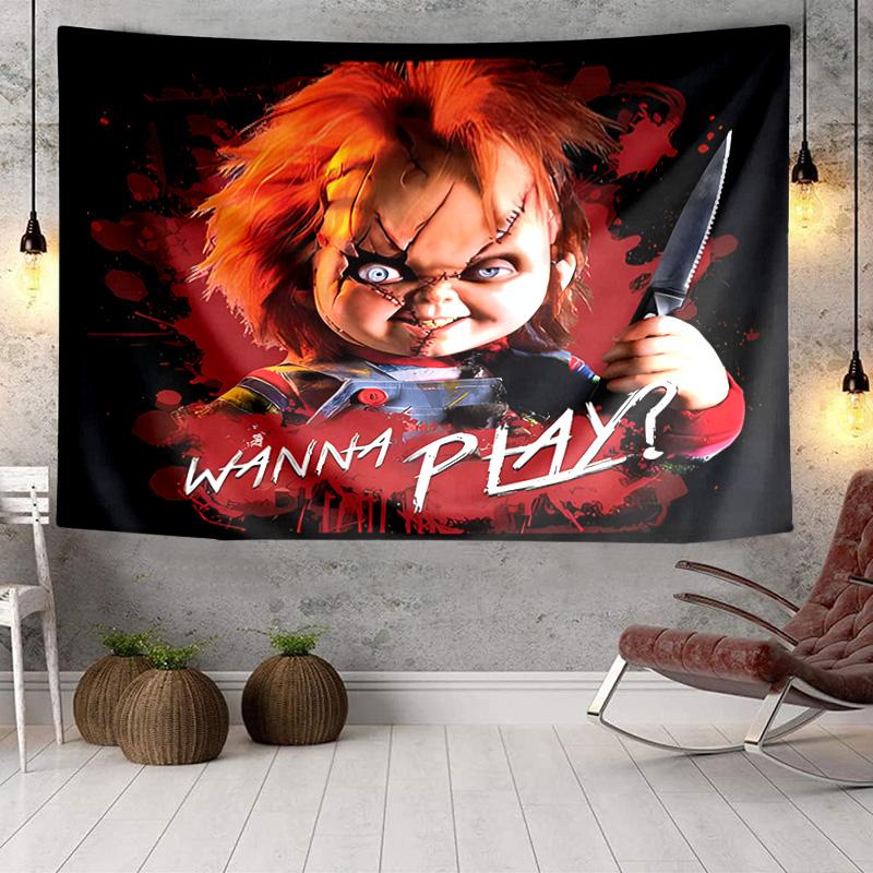 Chucky's Creepy Knife Play Tapestry, Unique Design Tapestry, Wall Decor for Bedroom,Livingroom, Playroom,Heartwarming Fan Holiday Gifts