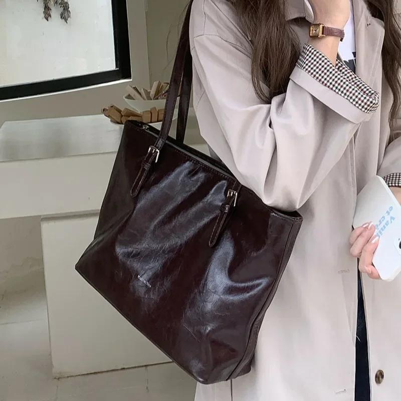 Women Handbags large Capacity Commuting Female Shoulder Bags Soft Pu leather Travel big Totes ladies Hand Bag black