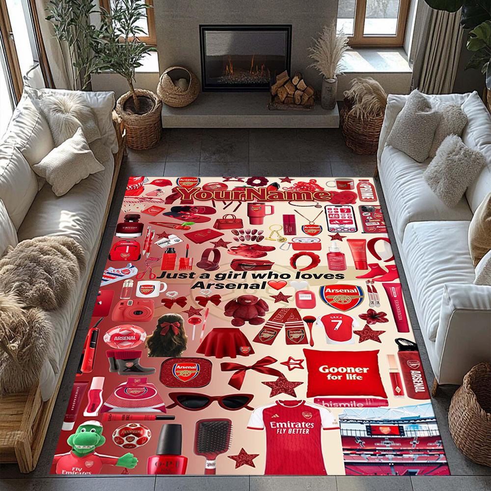 Arsenal Personalized Text Floor Rug Office Rug Perfect for Study room Dormitory Bedrooms Living Rooms Anti-slip Rug Office home decor
