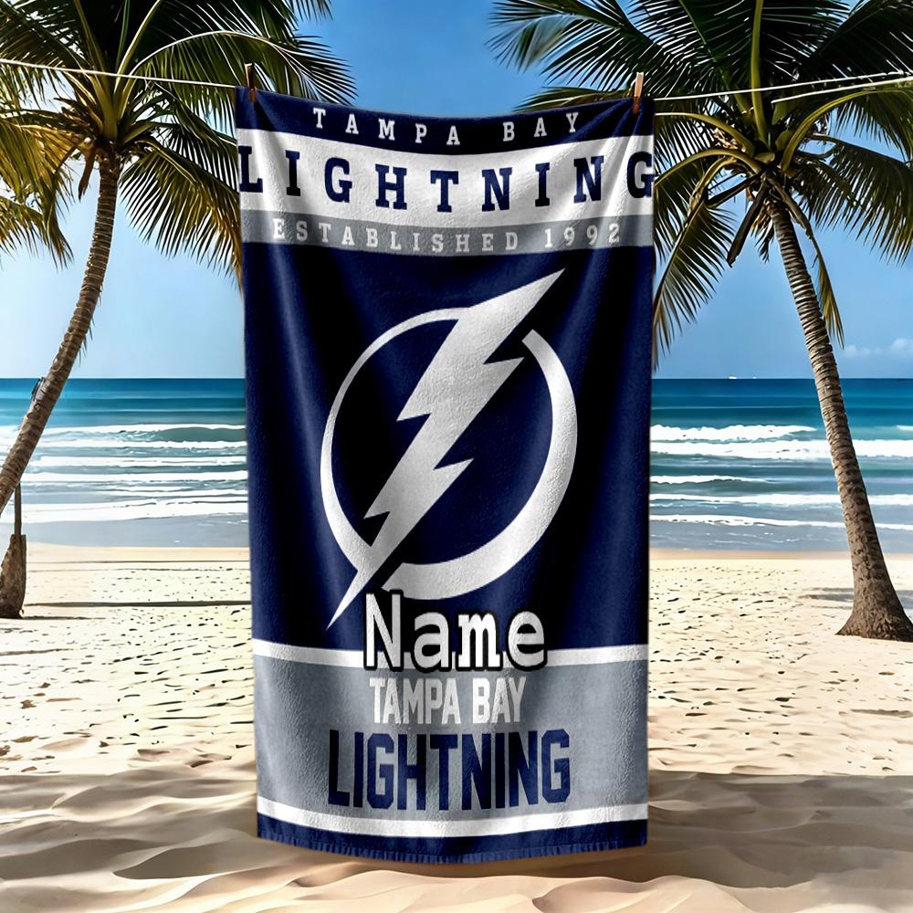 Tampa Bay Fan Gear Personalized Text Beach Towel Super Soft & Absorbent Suitable for Swimming Gym Camping Yoga Vacation
