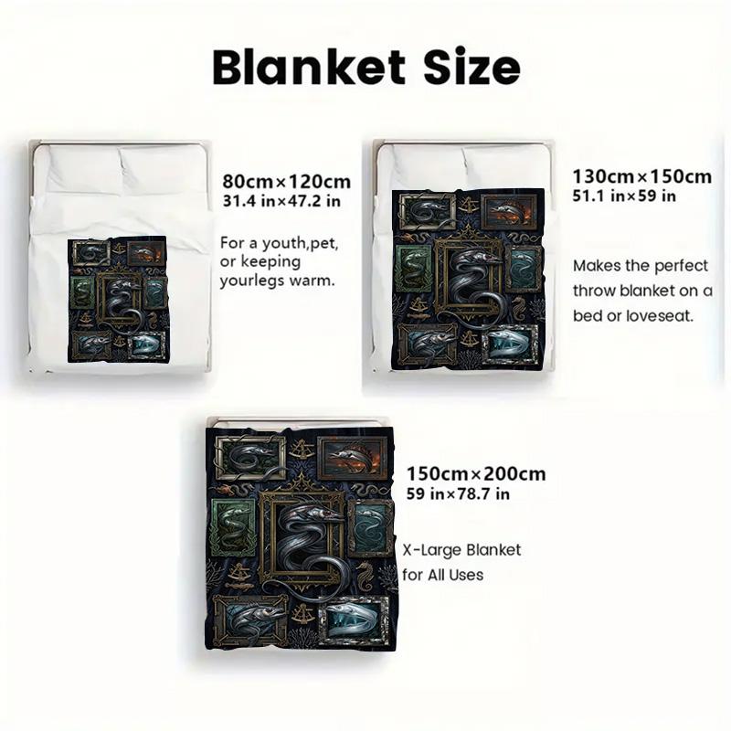 Oceanic Serpent Gallery 2D Flat Pattern Flannel Blanket, High quality All Seasons, Home Decor, Warmth and Comfort, Perfect for Christmas Gifts.