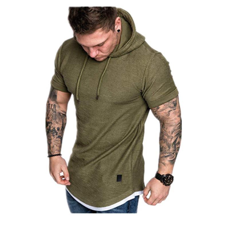Summer Men's European and American Men's Hooded T-shirt Short-sleeved T-shirt Men