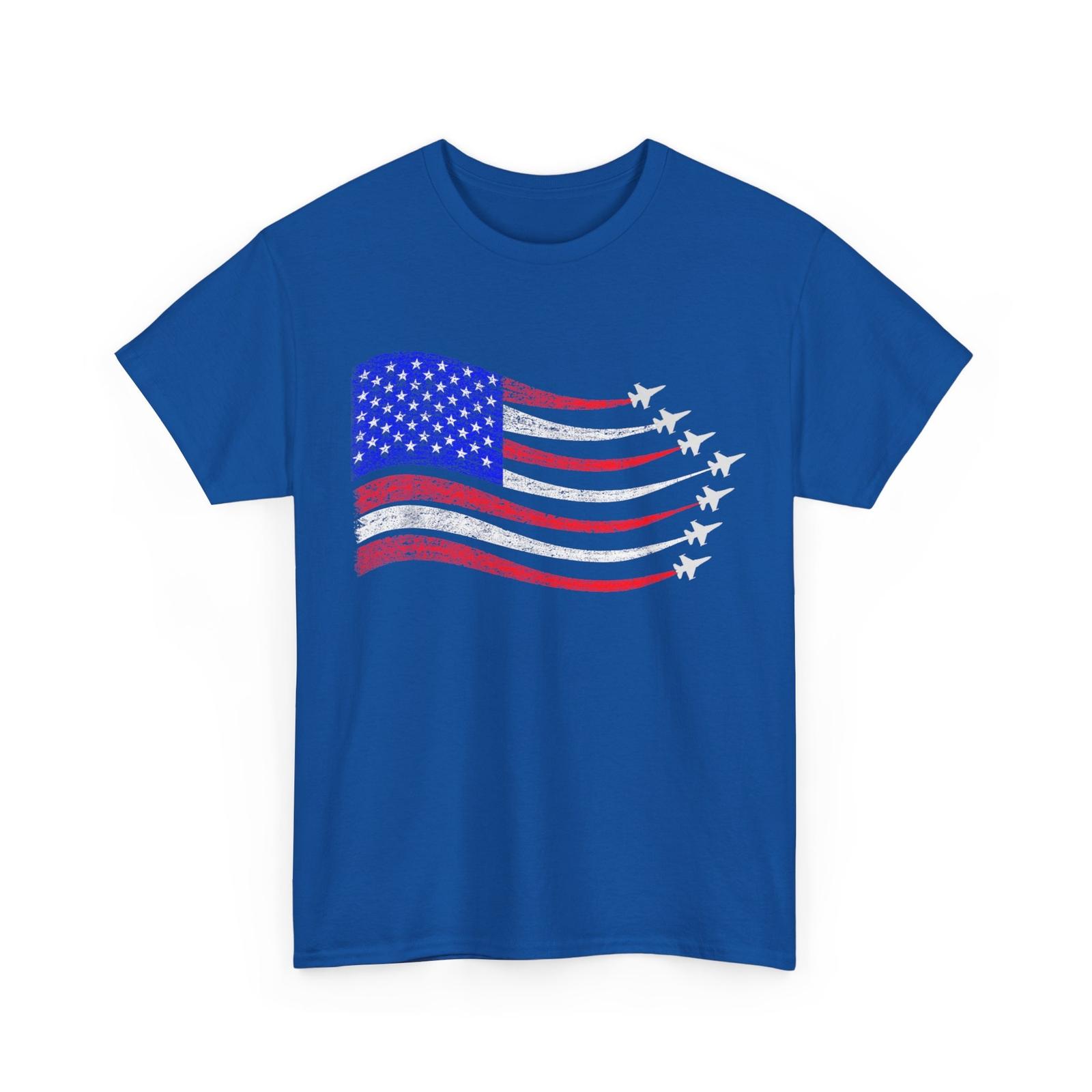 American Flag Fighter Jets Shirt, 4th of July Patriotic T-Shirt XXL