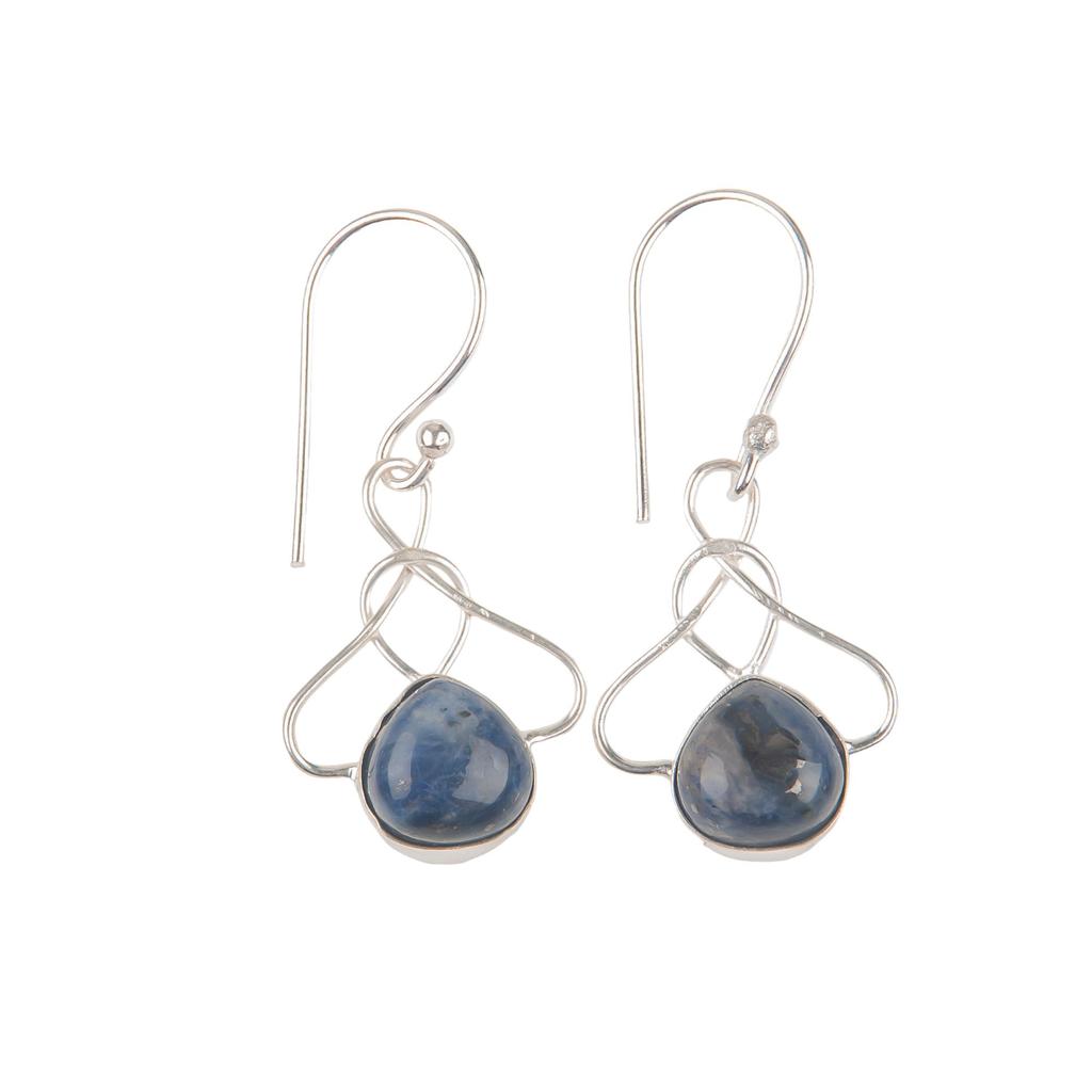 Natural Sodalite Gemstone 925 Sterling Silver Handmade Drop/Dangle Earrings 1.50" For Anniversary EE-2-23
