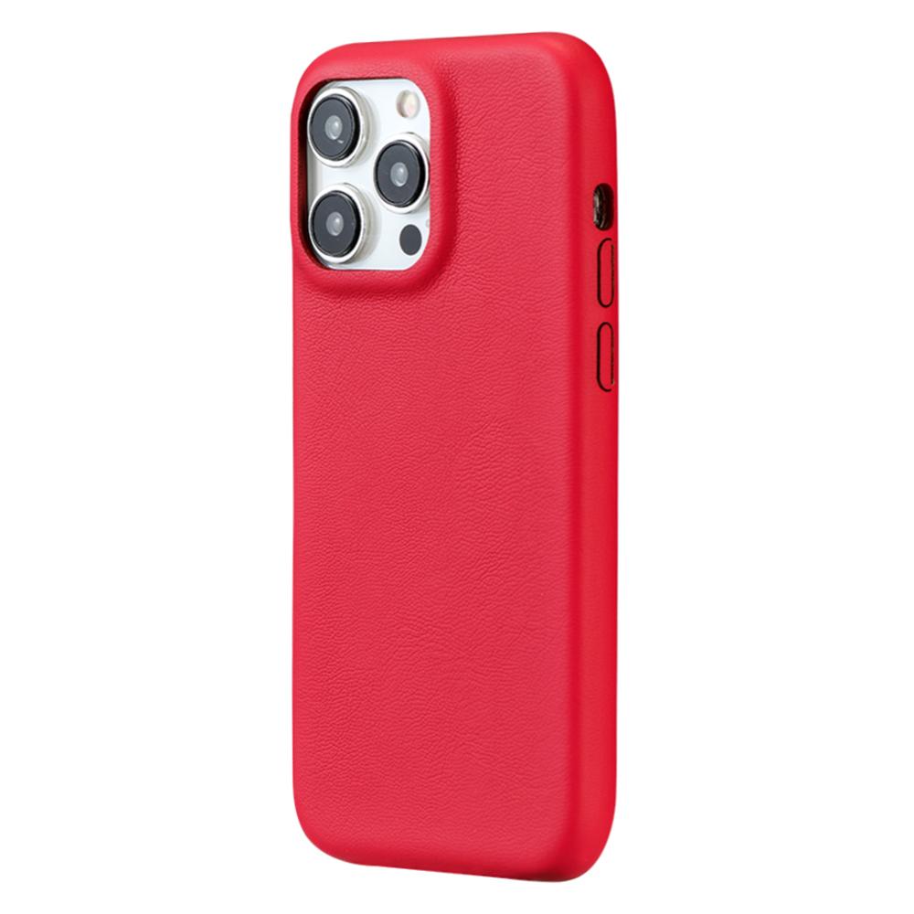 

For iPhone 15 Pro Max Case Skin-Touch Lambskin Texture PU Leather+PET Phone Cover Red