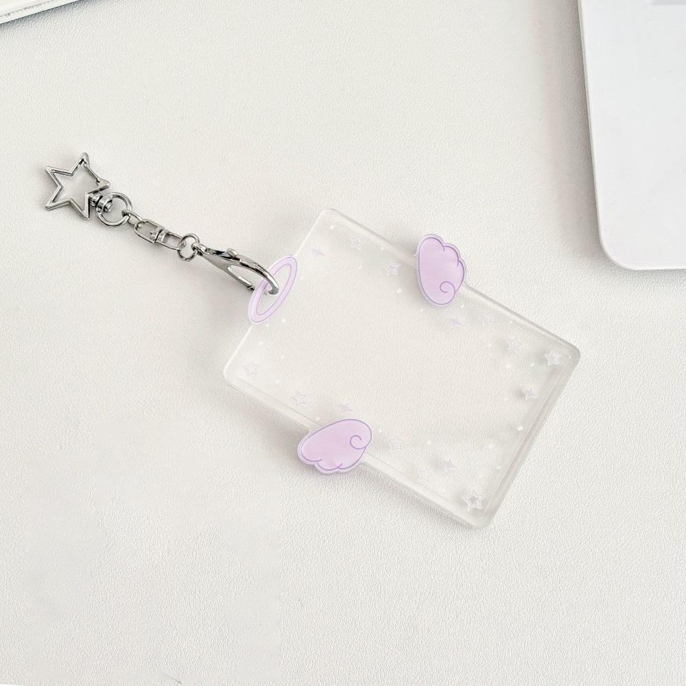 New Acrylic Card Holder Cartoon Kawaii Photos Protective Cover Wings Stars ID Card Card Holder Student