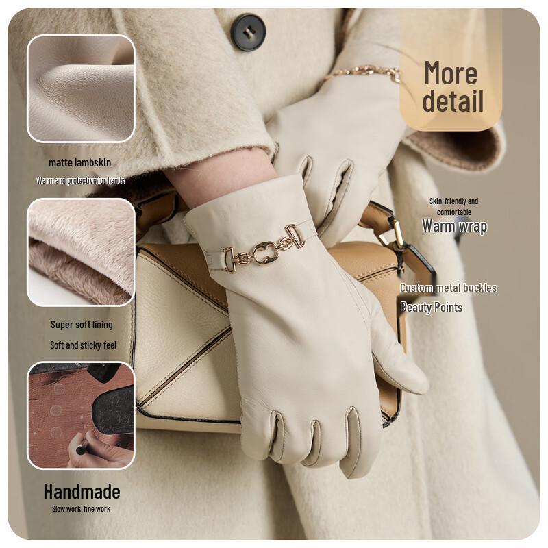 JIUMU Gants d'hiver chauds en agneau pour femmes