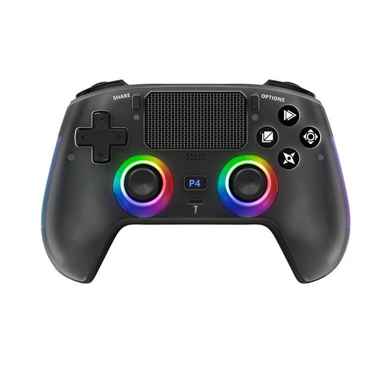 PS4 Wireless Bluetooth Game Controller with Hall Effect Triggers, Magnetic Faceplate, RGB Lights, Dual Vibration, and Six-Axis Gyroscope.