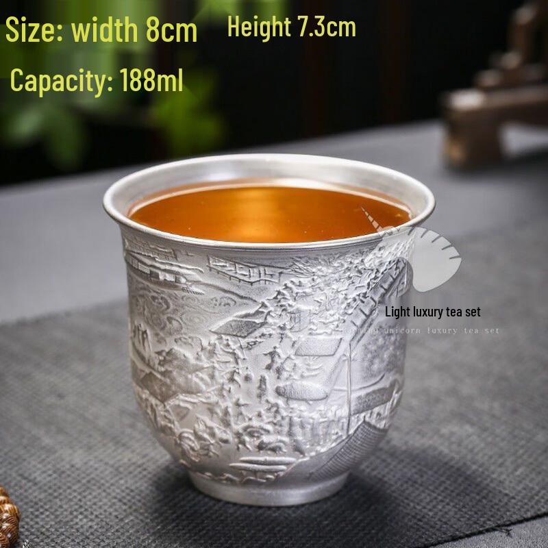 Chaxun Ceramic Gilded Silver Teacup with 999 Silver Liner