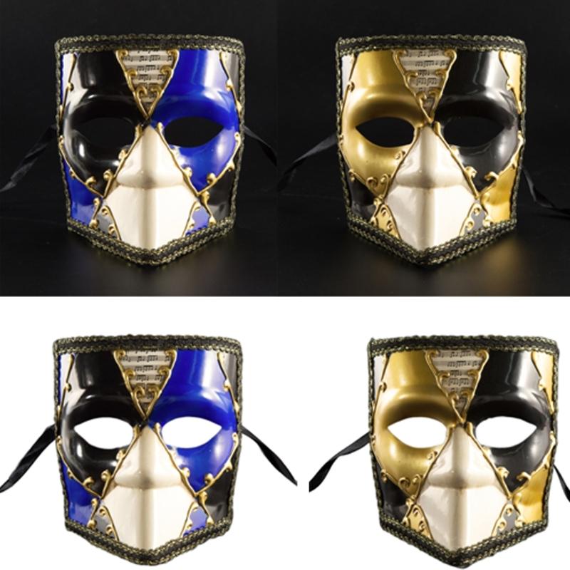 Classical Venetian Mens Masquerade Mask Full Face Lace Trim Phantom Styles Eyemask for Cosplay Costume Parties Accessory