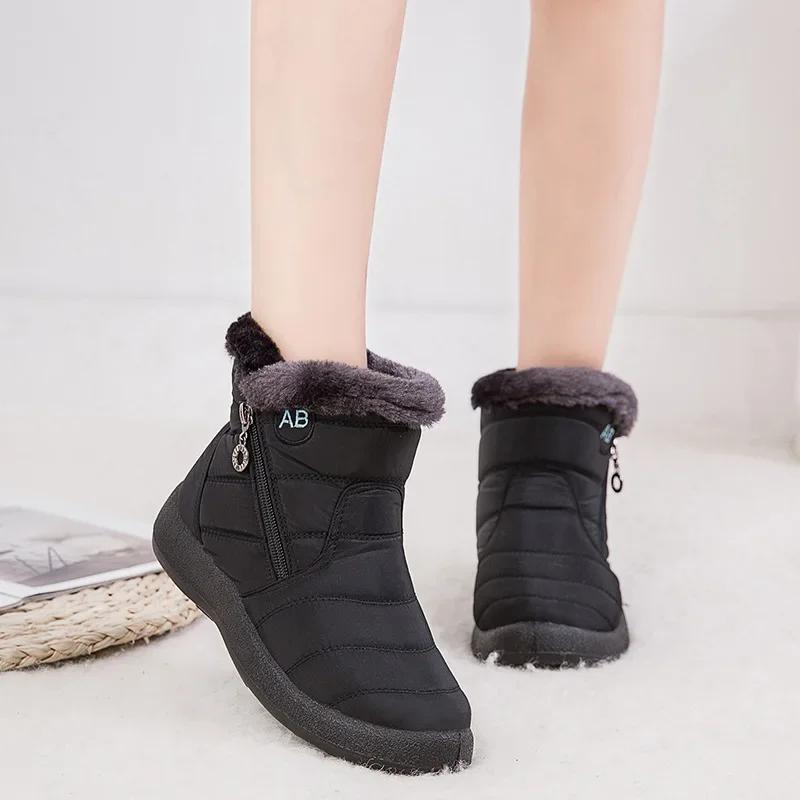 Women Boots Fashion Waterproof Snow Boots For Winter Shoes Women Casual Lightweight Ankle Botas Mujer Warm Winter Boots Black