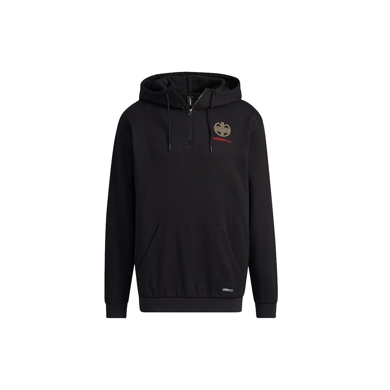 Men s adidas neo Back Logo Pattern Half Zipper Black H52968 M