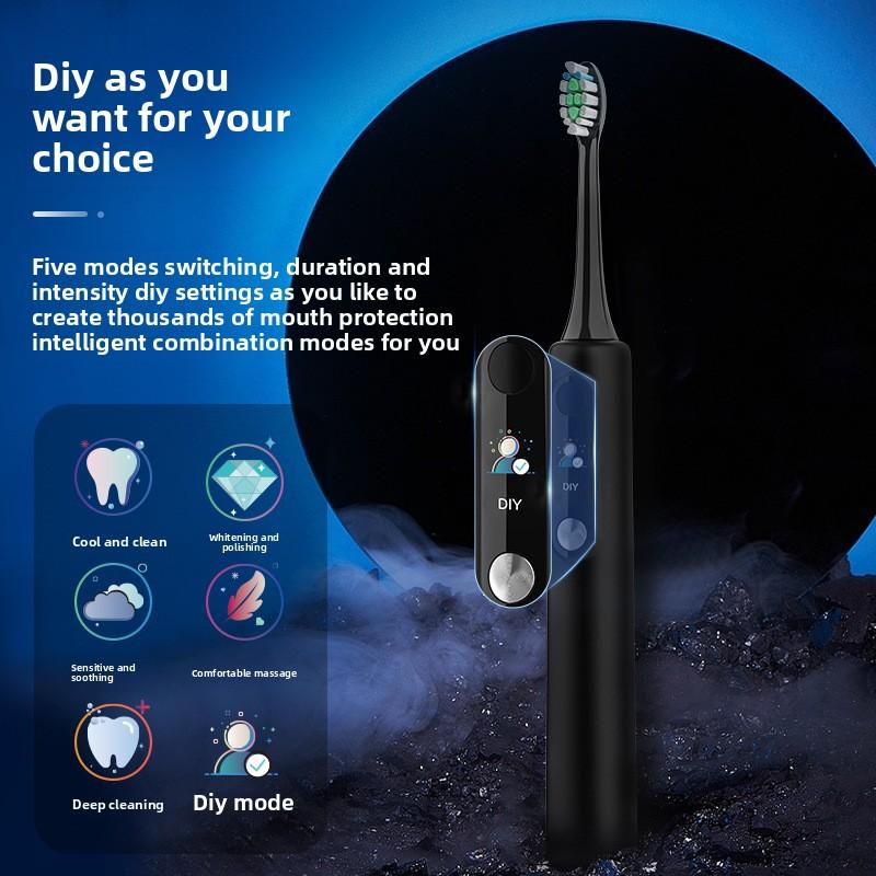 Electric Toothbrush Adult USB Charging Sonic Soft Bristle Brush Smart Screen Display Male and Female Students Couple Toothbrush