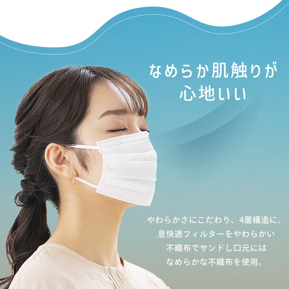 IRIS OHYAMA Daily Fit Mask Set of 4 Smooth Regular Individually 200 Masks Masks Per 4 White (PK-DH50MW) - - Nonwoven, Touch, Size, Wrapped, (50 Pack,