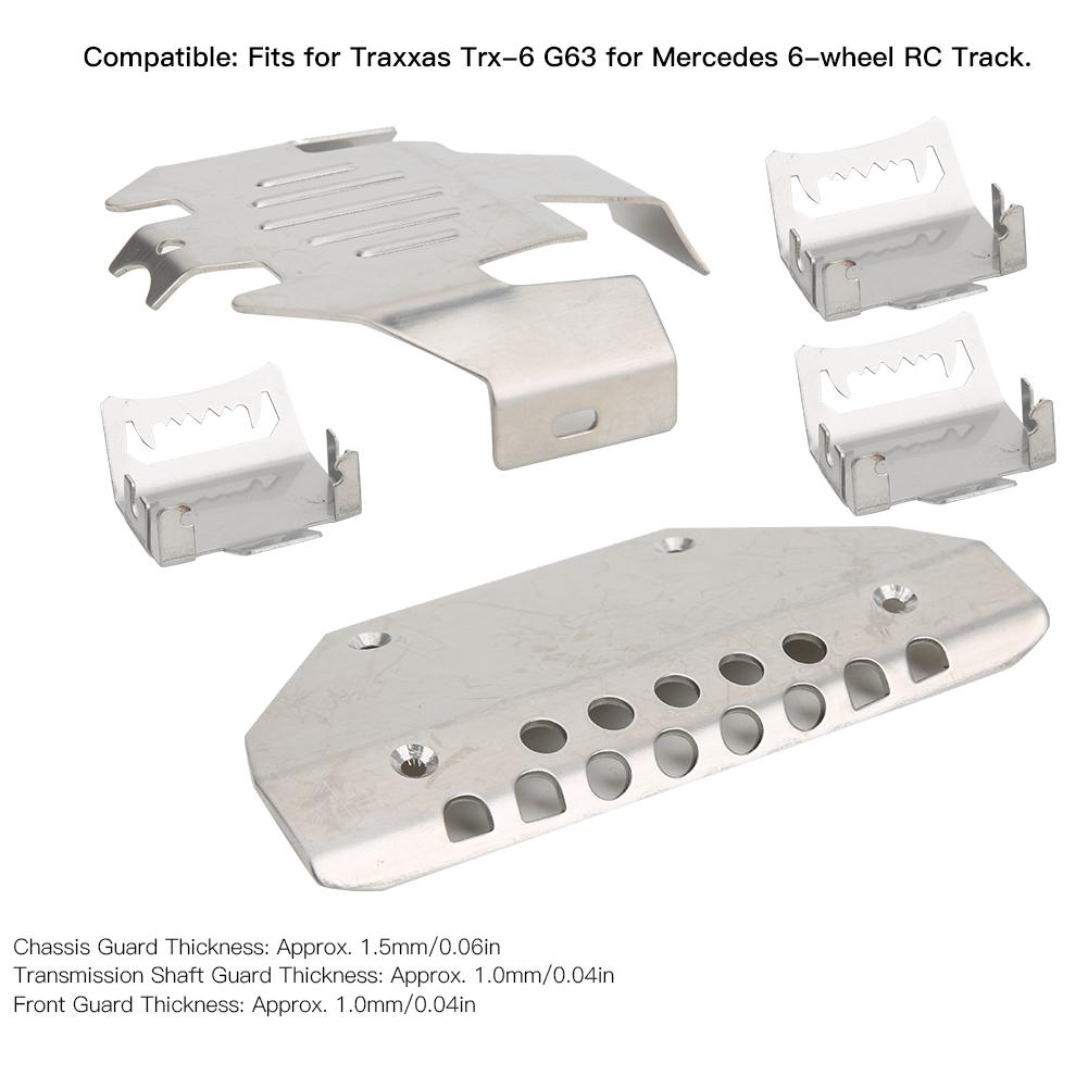 5pcs Stainless Steel Chassis Armors Protection Skid Plate Fits for Traxxas TRX-6 G63 6-Wheels RC Car