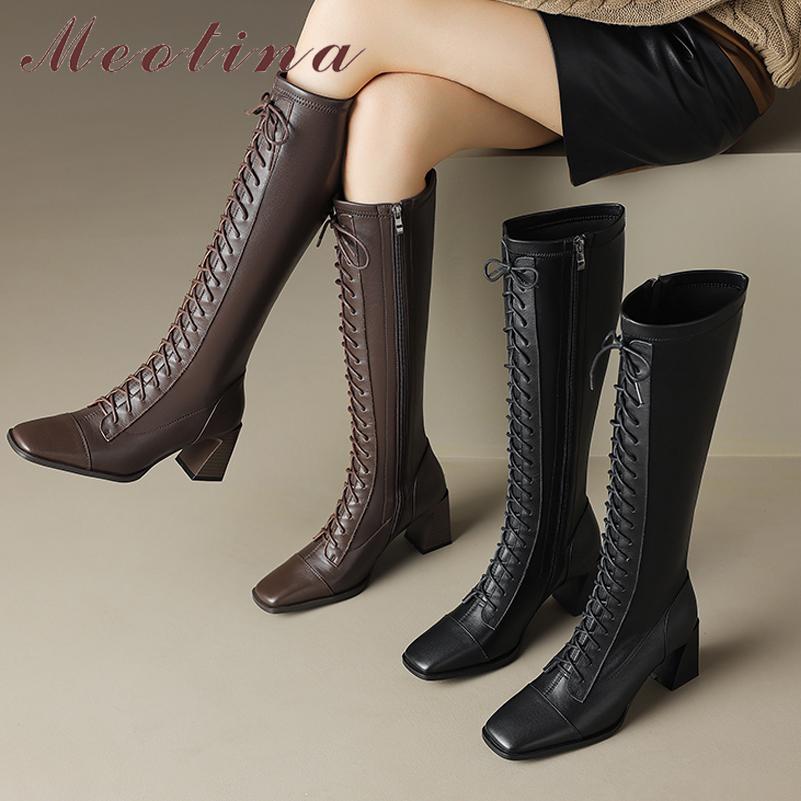 Damen Kniehohe Stiefel Mit Leopardenprint – Blockabsatz, Rutschfeste Sohle Für Herbst & Winter