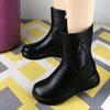 Flat-bottomed Medium Tube Short Boots Women's 2025 Winter New Round Head Simple High-end Extra-thick Ultra-light Thick-soled Thick-soled Velvet 