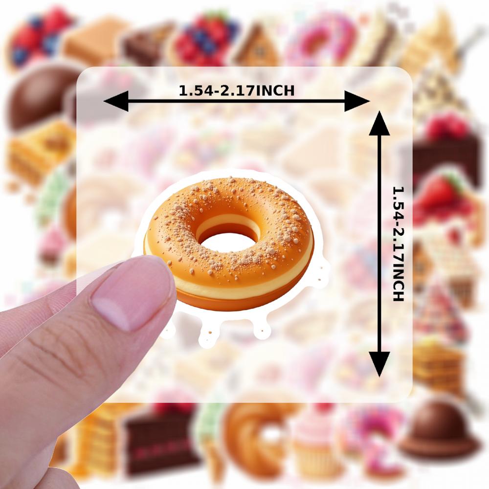 35-70cps Sweet Dessert Stickers Donut Ice Cream Strawberry Cake Aesthetic Decals Decoration Phone Luggage Water Bottle School