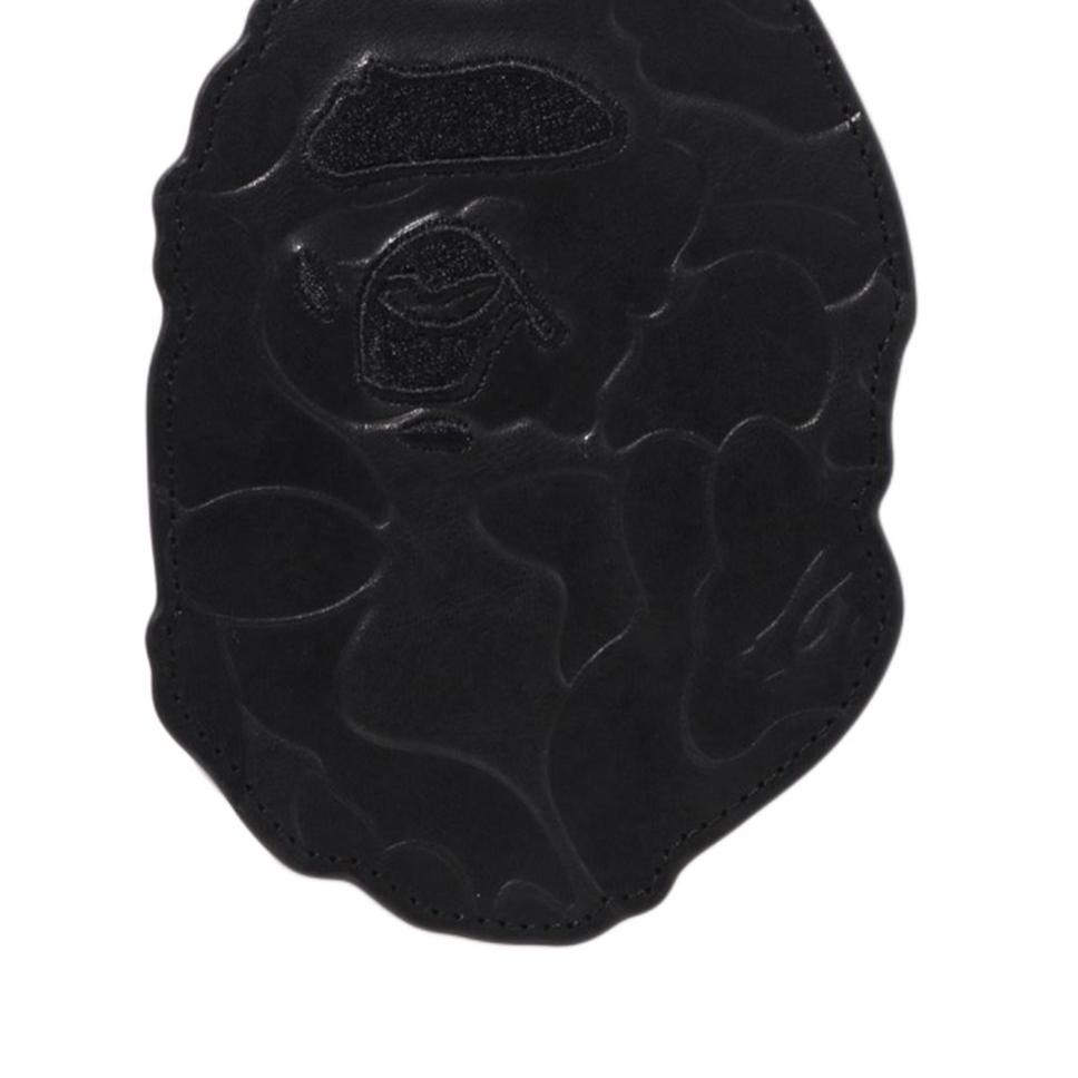 A Bathing Ape Embossed Leather Card Holder Unisex Accessories Black 1L30190012