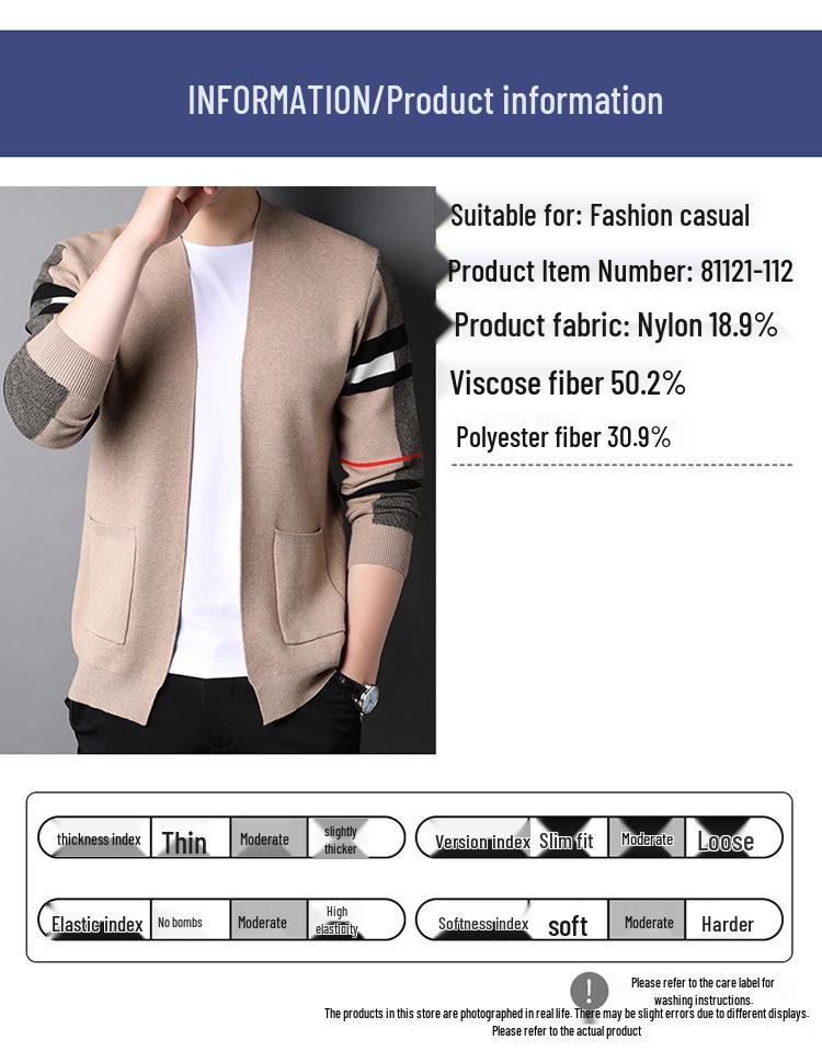 Men's Slim Fit Long Sleeve Knitted Cardigan - Spring/Autumn Casual Businesswear
