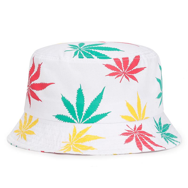 Black Leaf Bucket Hat Summer Coconut Tree Unisex Simple Bob Caps Hip Hop Gorros Men Women Panama Cap Beach Fishing Boonie Sunhat