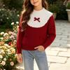 Girls' Knit Sweater with Round Neck Long Sleeve Pullover