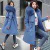 Elegant Women's Mid-Length Parka Jacket - Plus Size,Solid Color, Hooded, Polyester Material, Thickened Winter Coat with Drawstring Detail