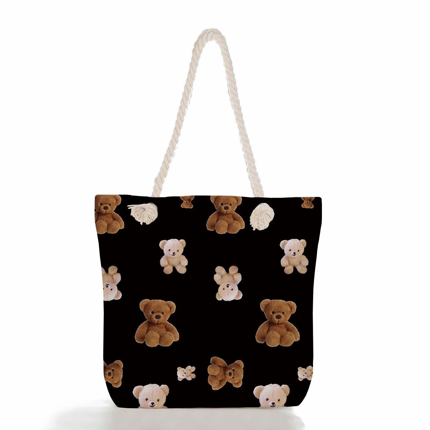 

Bear doll print thick rope single-shoulder beach bag 7256 KTB