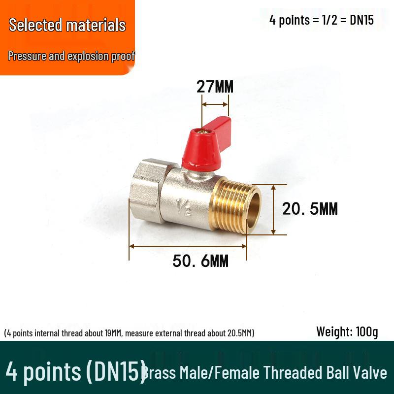 Check Valve: All-Copper Pneumatic Ball Valve – Thickened Tap Water Pipe Switch, Available in 4, 6, and 2-Point Mini Sizes