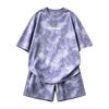 Women's Summer Tie-Dye Print Short Sleeve T-Shirt & Wide-Leg Shorts Set