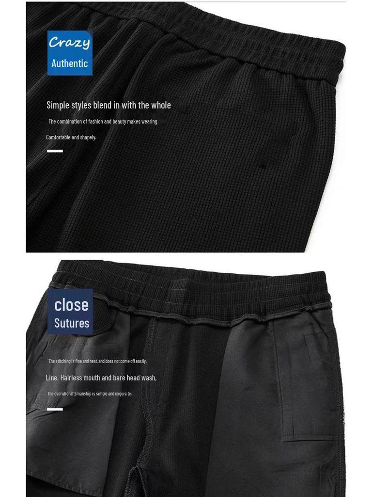 2024 Heren Plus Size Losvallende Wafel Rechte Pijp Sportbroek voor Bouwwerkzaamheden