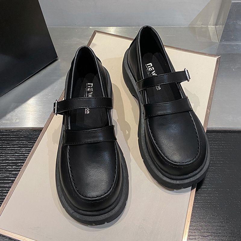 

Британские маленькие кожаные туфли женские зимние тонкие с юбкой французская платформа черные ретро туфли Мэри Джейн jk обувь японские 37 чёрный