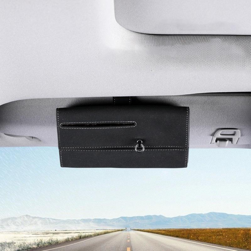 Car Sun Visor Glasses Holder Sunglasses Organizer Holder Storage Pouch Ticket Card Clip Case Eyeglasses Storage Car Accessories