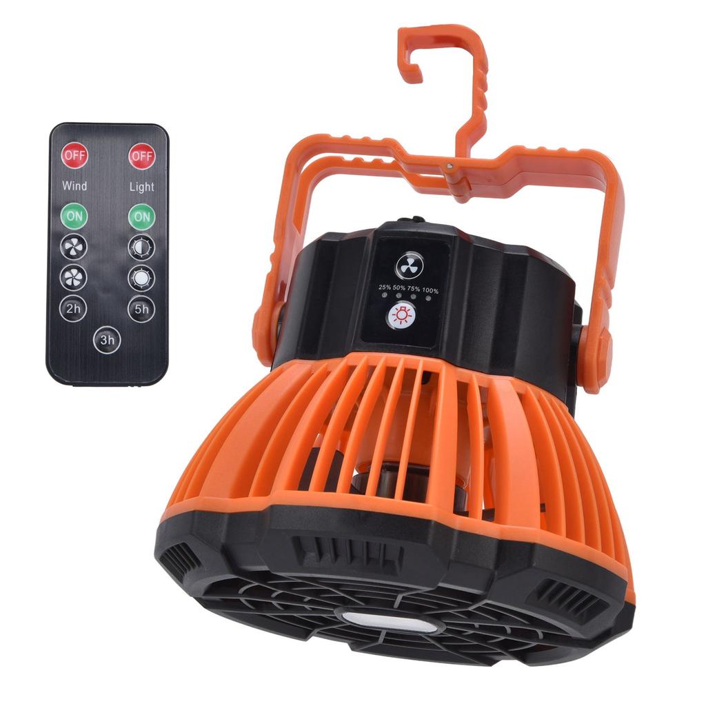 Campingventilator mit Licht Leise USB-Aufladung 180 Grad Drehung Tragbares Hakendesign 5 LED-Ventilator für Zelt