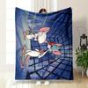 Two Cartoon Mice In a Geometric, Grid-patterned Blue Environment. for All Seasons Blanket Lunch Break Throw Gift