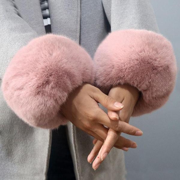 Super Soft Wrist Cuff Sleeves Winter Women Faux Rabbit Fur Warmer Fur Wrist Arm Bracelet Female Accessories
