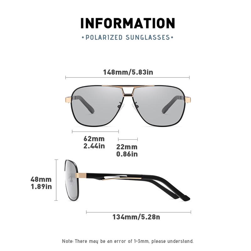 Double Girder Frame Square Myopia Sunglasses Anti-Glare Night Vision Driving Men Prescription Diopter Eyewear 0 -0.5 -0.75 To -6