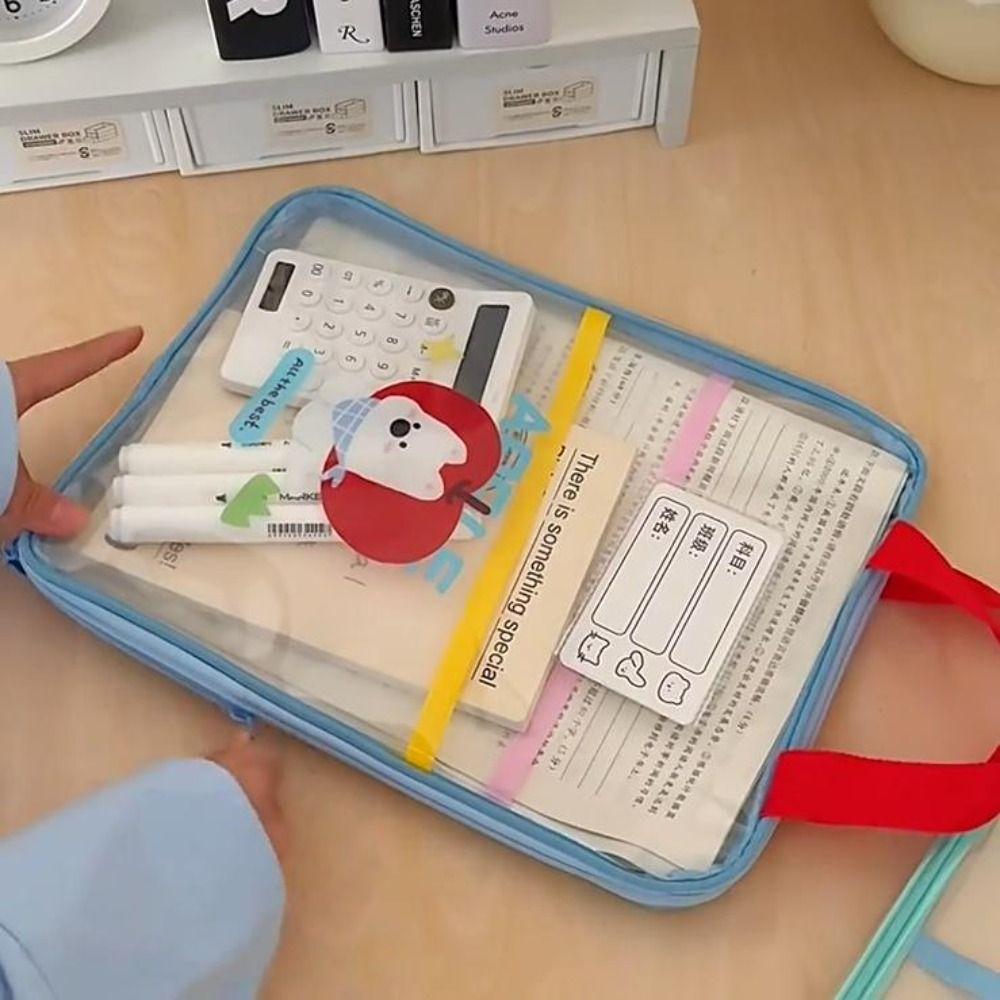Transparent Cartoon File Bag Rabbit File Folder Bag Sorting Bag Test Paper Storage Bag  Kids