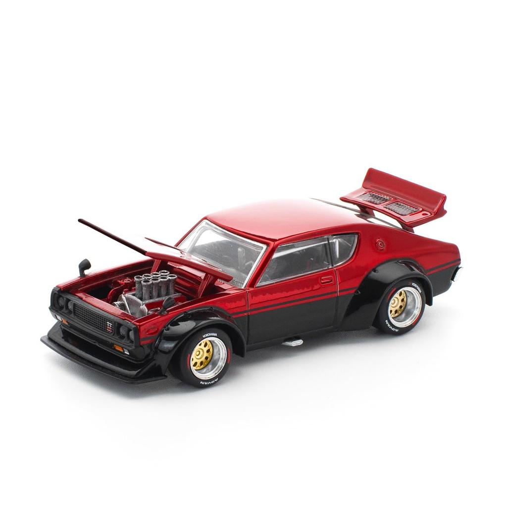 Genesis Company POP RACE 1/64 KPGC110 Kenmeri Black Red Fat Five Racing Diecast Model Car PR640266