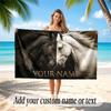 Horse Theme Quick Dry Beach Towel Custom Name Text Print Large Sand Resistant Towel Beach Vacation