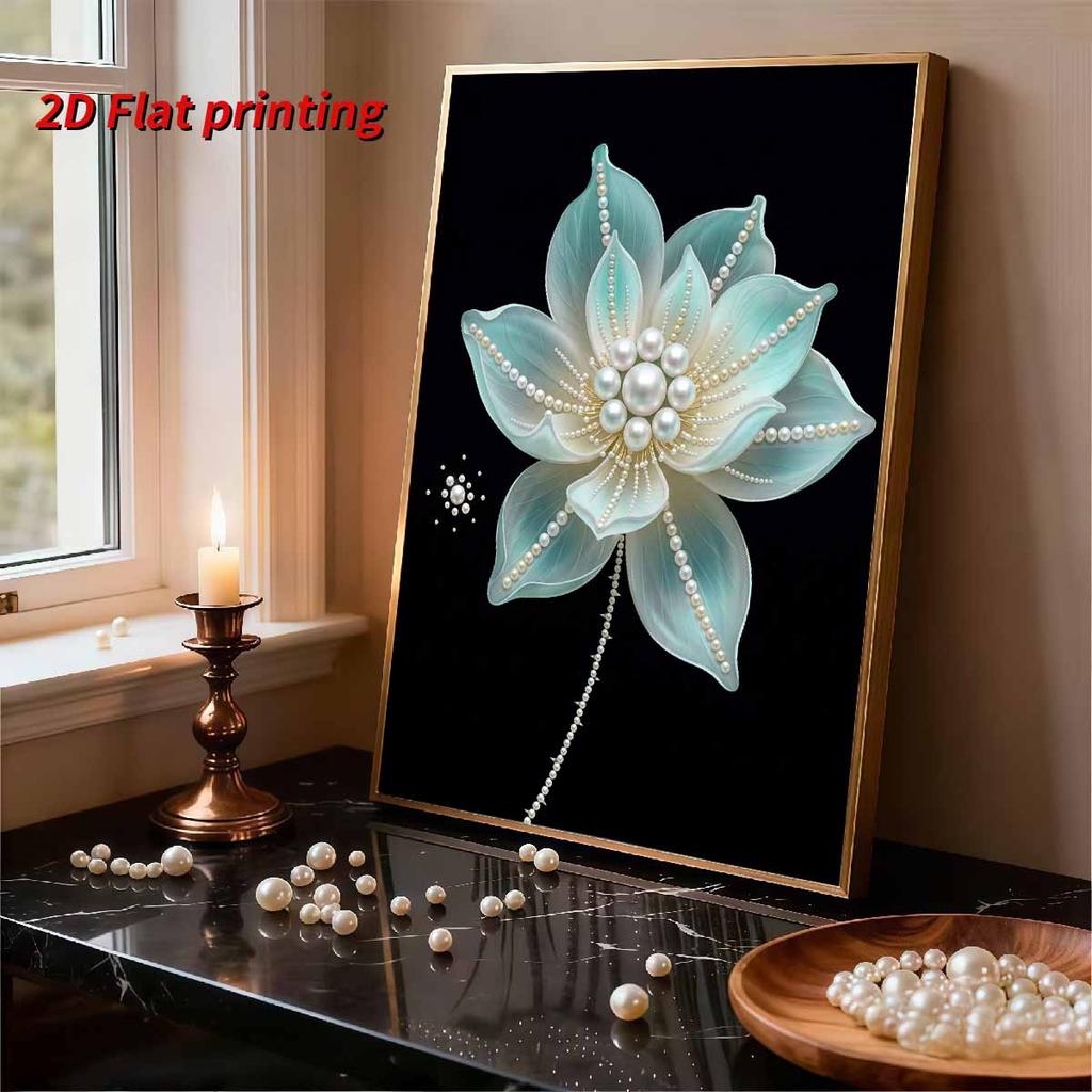 DIY White Flowers Pearl Diamond Art Painting Kits for Adults and Beginners,fine View Sparkling Painting Craft Home Wall Decor Handmade Gift