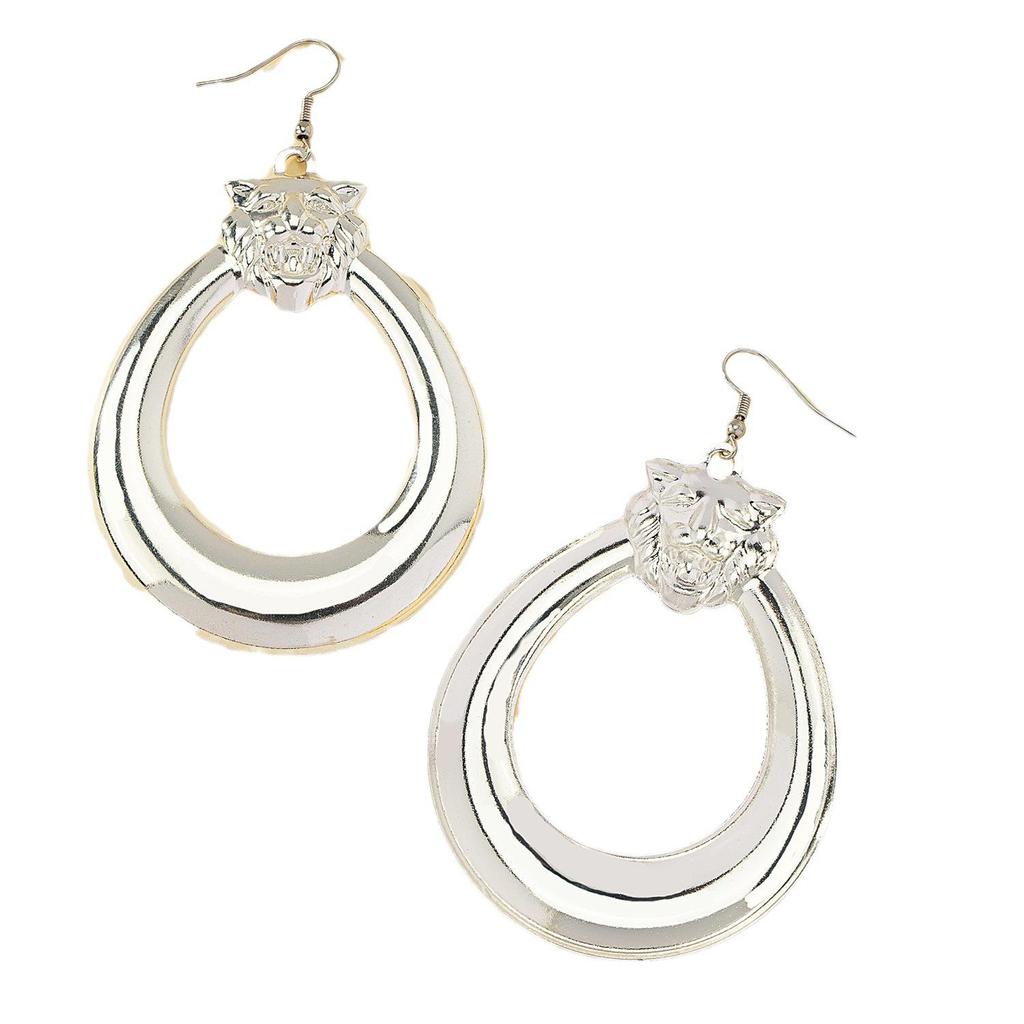 Exaggerated Lion Earrings: Retro European & American Style Long Metal Dangles for Women